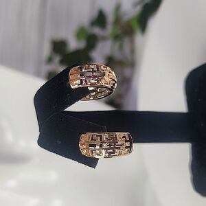 Small Gold Filled Hoop Earrings Greek Key Design New